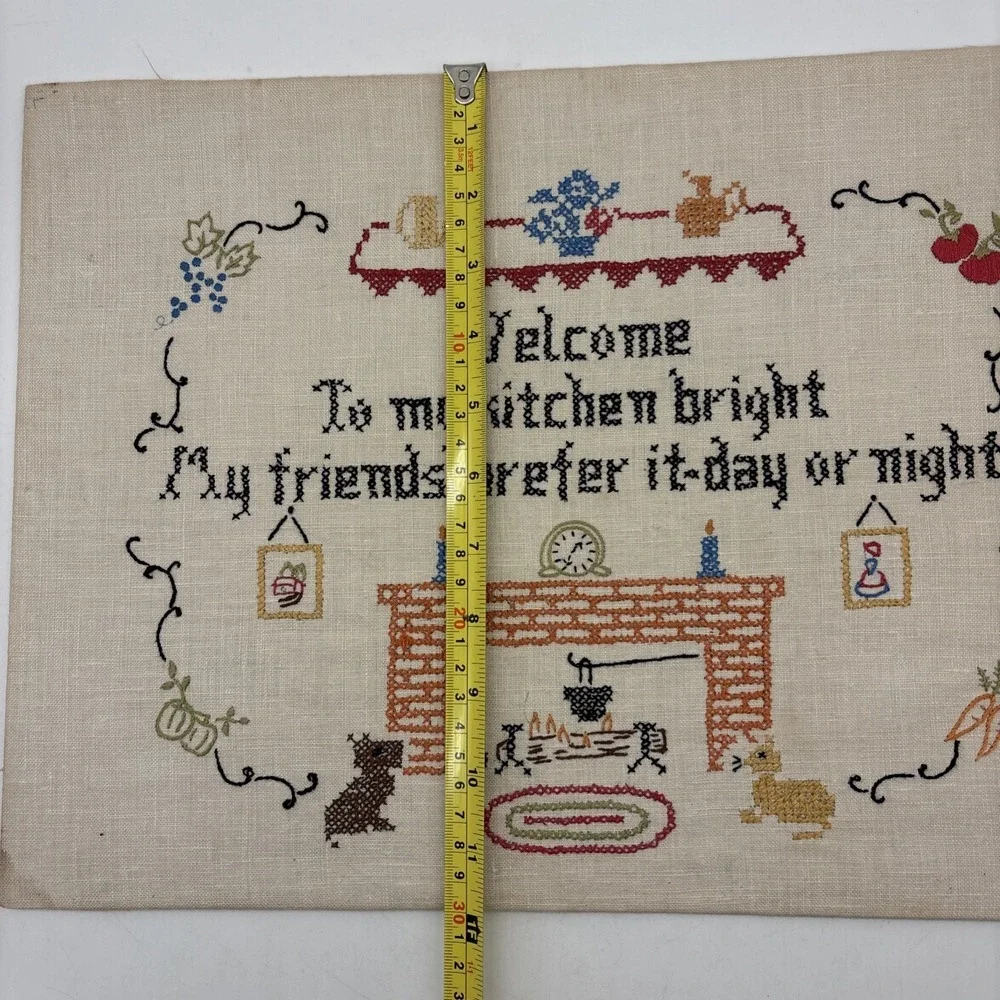 Vintage Needlework Rustic Primitive Wall Decor Country 1950